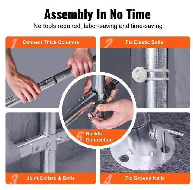 Alt view image 6 of 15 - VEVOR Portable Shed Outdoor Storage Shelter, 7 x 12 x 7.36 ft Heavy Duty All-Season Instant Storage Tent Tarp Sheds with Roll-up Zipper Door and Ventilated Windows For Motorcycle, Bike, Garden Tools