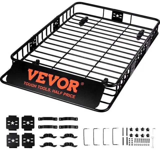Alt view image 2 of 8 - VEVOR Roof Rack Cargo Basket, 64" x 39" x 6" Rooftop Cargo Carrier with Extension, Heavy-duty 200 LBS Capacity Universal Roof Rack Basket, Luggage Holder for SUV, Truck, Vehicle