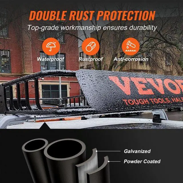 Alt view image 4 of 8 - VEVOR Roof Rack Cargo Basket, 64" x 39" x 6" Rooftop Cargo Carrier with Extension, Heavy-duty 200 LBS Capacity Universal Roof Rack Basket, Luggage Holder for SUV, Truck, Vehicle