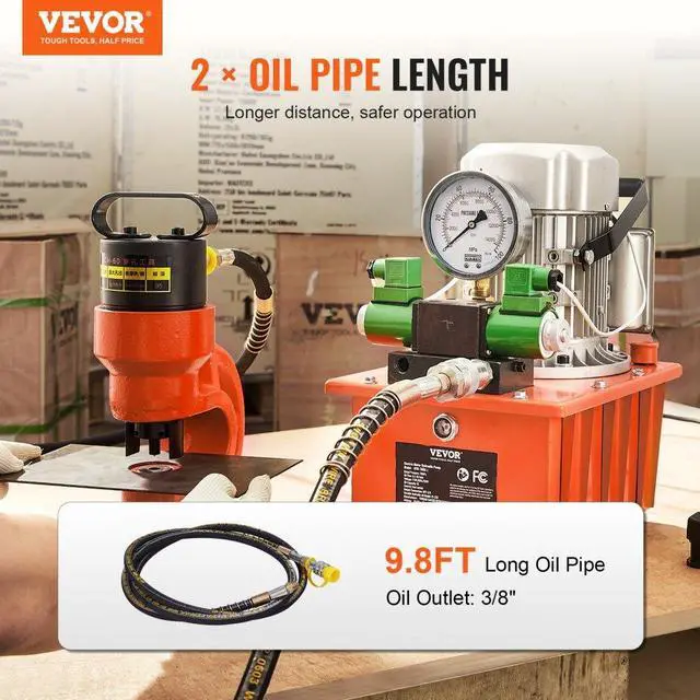 Alt view image 3 of 15 - VEVOR Electric Hydraulic Pump, 10000 PSI 750W 110V 488 in/8L Capacity, Double Acting Solenoid Valve, Electric Driven Hydraulic Pump Power Pack Unit with Pedal Switch for Punching/Bending/Jack Machine