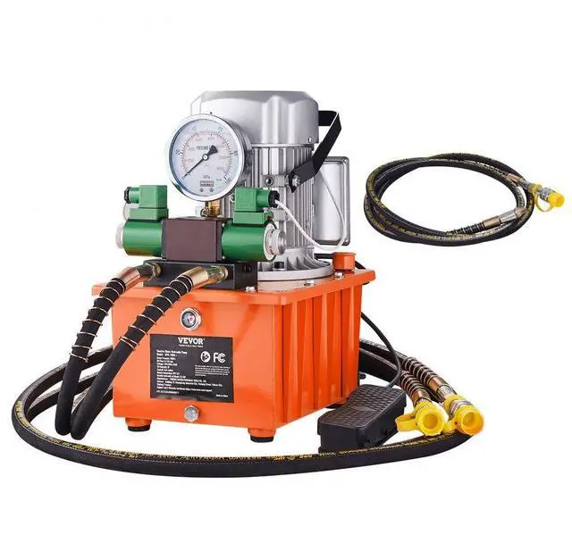 Alt view image 2 of 15 - VEVOR Electric Hydraulic Pump, 10000 PSI 750W 110V 488 in/8L Capacity, Double Acting Solenoid Valve, Electric Driven Hydraulic Pump Power Pack Unit with Pedal Switch for Punching/Bending/Jack Machine