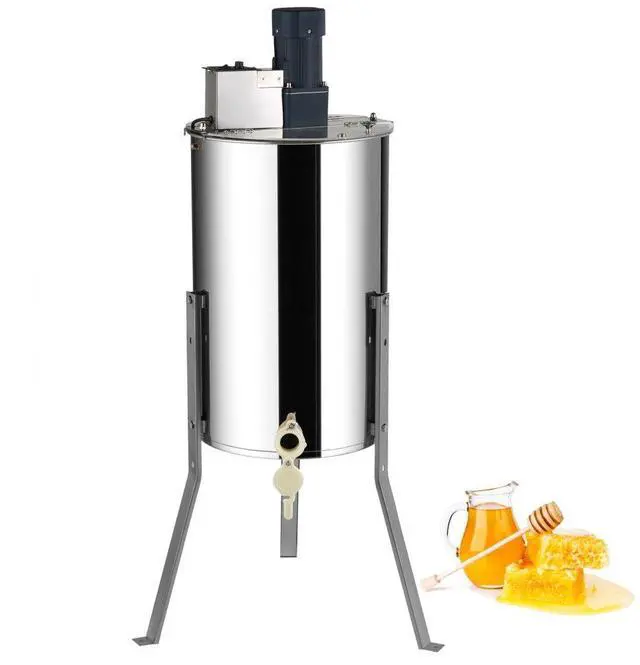 Alt view image 2 of 8 - VEVOR Electric Honey Extractor, 2/4 Frames Honey Spinner Extractor, Stainless Steel Beekeeping Extraction, Honeycomb Drum Spinner with Lid, Apiary Centrifuge Equipment with Height Adjustable Stand