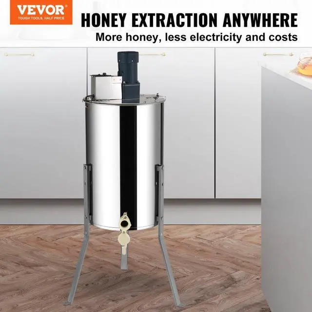 Alt view image 3 of 8 - VEVOR Electric Honey Extractor, 2/4 Frames Honey Spinner Extractor, Stainless Steel Beekeeping Extraction, Honeycomb Drum Spinner with Lid, Apiary Centrifuge Equipment with Height Adjustable Stand