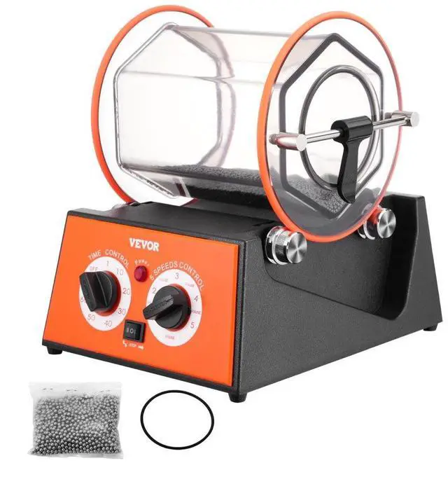 Alt view image 2 of 15 - VEVOR Jewelry Polisher Tumbler, 11lbs/5kg Capacity Mini Rotary Tumbler Machine with 0-60 Minutes Timer, 5 Speeds Jewelry Rotary Finisher for Surface Polishing Grinding Buffing Gemstones Jewels Coins