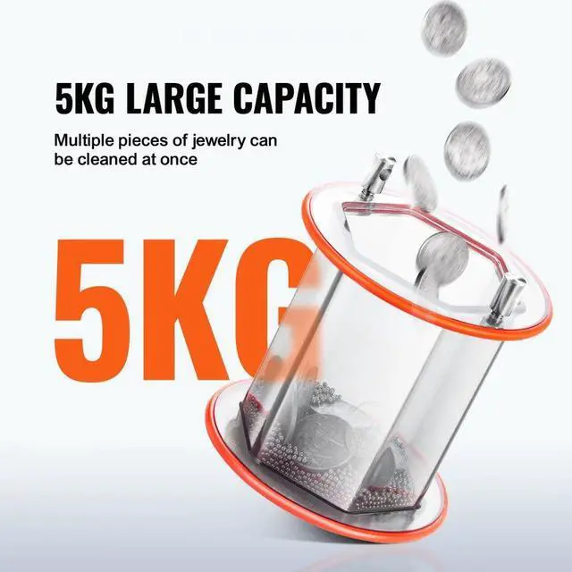 Alt view image 6 of 15 - VEVOR Jewelry Polisher Tumbler, 11lbs/5kg Capacity Mini Rotary Tumbler Machine with 0-60 Minutes Timer, 5 Speeds Jewelry Rotary Finisher for Surface Polishing Grinding Buffing Gemstones Jewels Coins