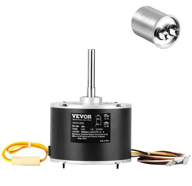 Alt view image 2 of 8 - VEVOR Condenser Fan Motor K55HXJKL-2918, 51-23055-11, 1/5 HP 208-230V, 1075RPM, OEM Standard Upgraded Replacement Condenser Motor Reversible Rotating, Explosion-proof CBB65 5F/370V Capacitor
