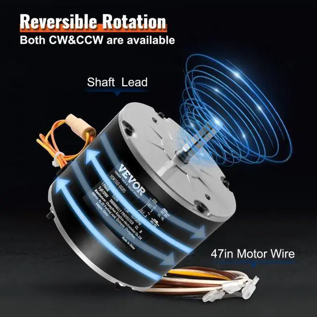 Alt view image 5 of 8 - VEVOR Condenser Fan Motor K55HXJKL-2918, 51-23055-11, 1/5 HP 208-230V, 1075RPM, OEM Standard Upgraded Replacement Condenser Motor Reversible Rotating, Explosion-proof CBB65 5F/370V Capacitor