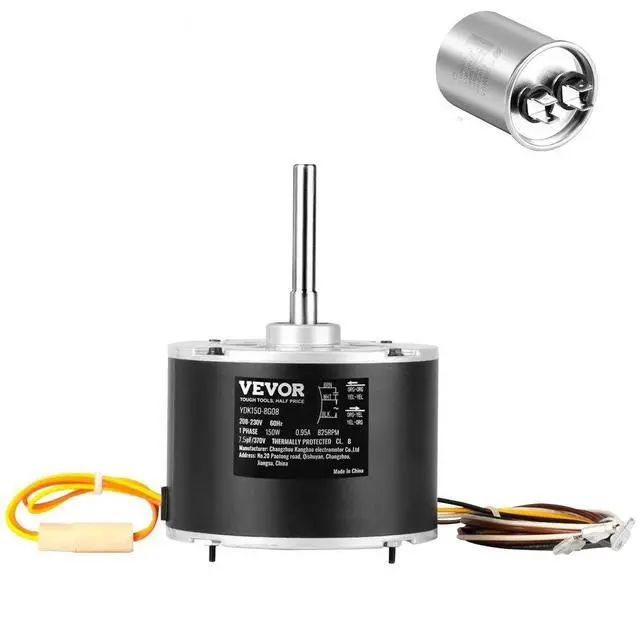 Alt view image 2 of 8 - VEVOR Condenser Fan Motor 5KCP39GFS166S, 3S003, 1/5 HP 208-230V, 825RPM, OEM Standard Upgraded Replacement Condenser Motor Reversible Rotating, Explosion-proof CBB65 7.5F/370V Capacitor