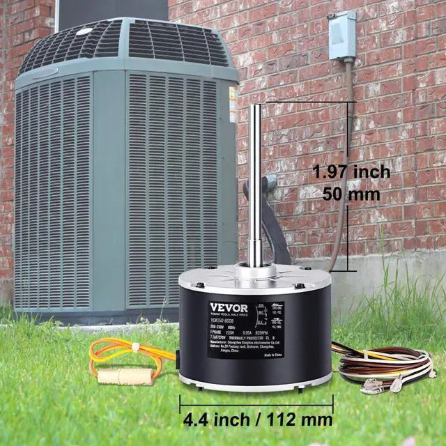 Alt view image 8 of 8 - VEVOR Condenser Fan Motor 5KCP39GFS166S, 3S003, 1/5 HP 208-230V, 825RPM, OEM Standard Upgraded Replacement Condenser Motor Reversible Rotating, Explosion-proof CBB65 7.5F/370V Capacitor