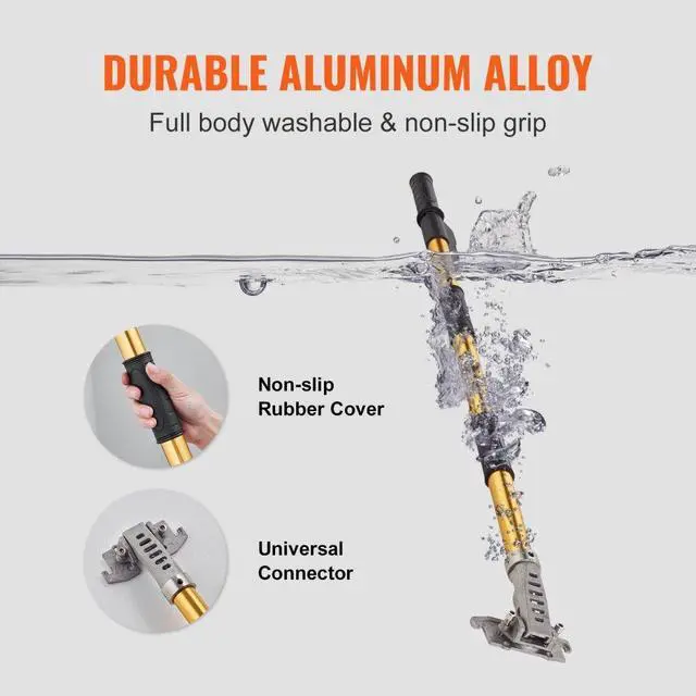 Alt view image 6 of 8 - VEVOR Drywall Flat Box Handle, 40''-64'', Anodized Aluminum Flat Finishing Extension Handle, 5-Section Length Adjustable, Non-slip Grip and 360 Painting for Plasterboard, Wallboard, Sheetrock