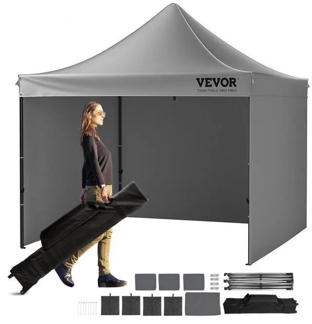 Alt view image 2 of 8 - VEVOR 10x10 FT Pop up Canopy with Removable Sidewalls, Instant Canopies Portable Gazebo & Wheeled Bag, UV Resistant Waterproof, Enclosed Canopy Tent for Outdoor Events, Patio, Backyard, Party, Camping