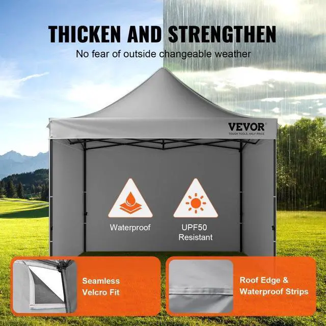 Alt view image 4 of 8 - VEVOR 10x10 FT Pop up Canopy with Removable Sidewalls, Instant Canopies Portable Gazebo & Wheeled Bag, UV Resistant Waterproof, Enclosed Canopy Tent for Outdoor Events, Patio, Backyard, Party, Camping