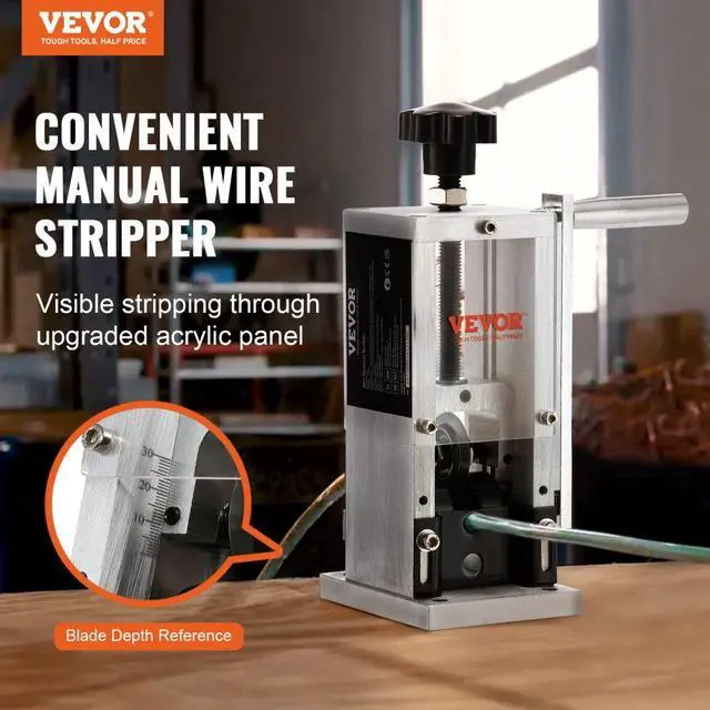 Alt view image 3 of 15 - VEVOR Manual Wire Stripping Machine, 0.06''-0.98'' Copper Stripper with Hand Crank or Drill Powered, Visible Stripping Depth Reference, Portable Aluminum Frame Wire Peeler for Scrap Copper Recycling