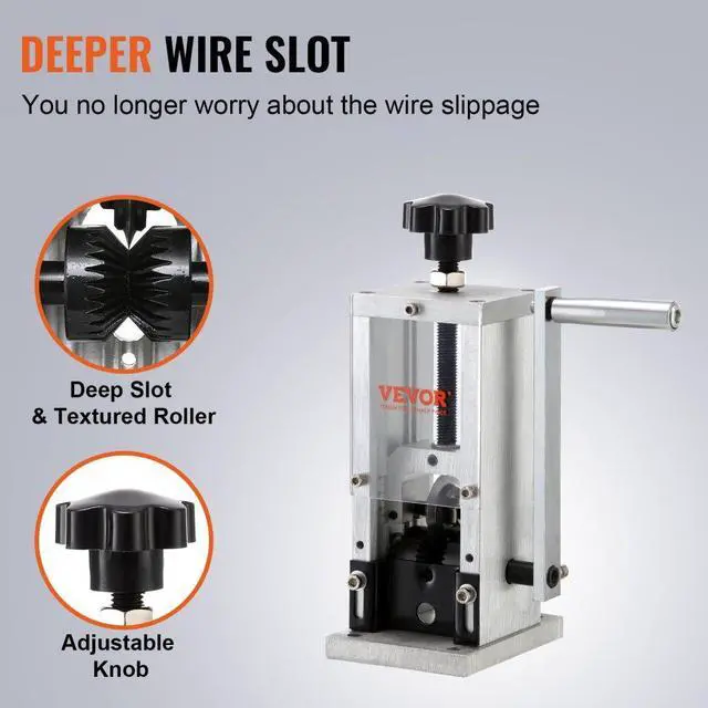 Alt view image 5 of 15 - VEVOR Manual Wire Stripping Machine, 0.06''-0.98'' Copper Stripper with Hand Crank or Drill Powered, Visible Stripping Depth Reference, Portable Aluminum Frame Wire Peeler for Scrap Copper Recycling