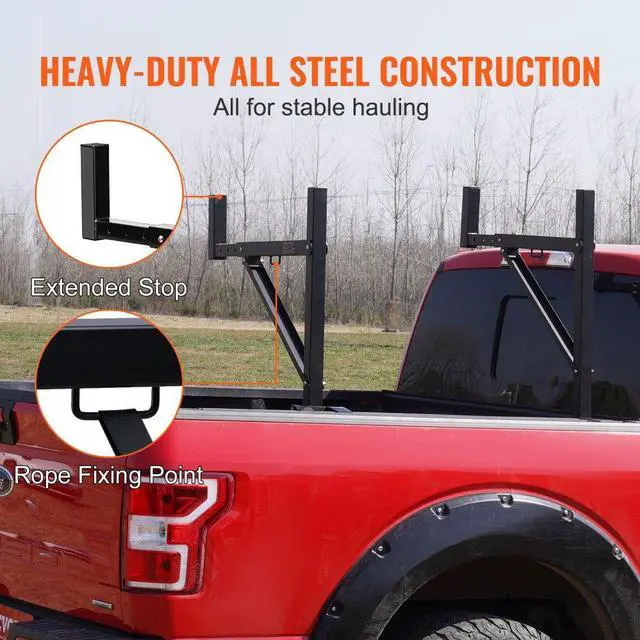 Alt view image 4 of 8 - VEVOR Truck Rack, 19-34inch Extendable Truck Ladder Rack, 38.6"-43.6" Adjustable Height, 250 lbs Capacity Steel Ladder Rack for Truck, Heavy Duty Truck Bed Rack for Kayak, Surfboard, Lumber, Ladder