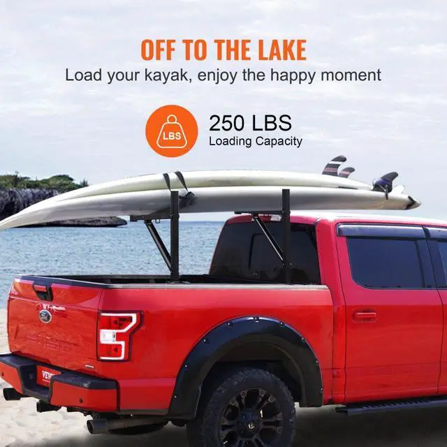 Alt view image 5 of 8 - VEVOR Truck Rack, 19-34inch Extendable Truck Ladder Rack, 38.6"-43.6" Adjustable Height, 250 lbs Capacity Steel Ladder Rack for Truck, Heavy Duty Truck Bed Rack for Kayak, Surfboard, Lumber, Ladder