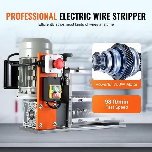 Alt view image 3 of 8 - VEVOR Automatic Wire Stripping Machine, 0.06''-1.26'' Electric Motorized Cable Stripper, 750 W, 98 ft/min Wire Peeler with Visible Stripping Depth Reference, 10 Channels for Scrap Copper Recycling