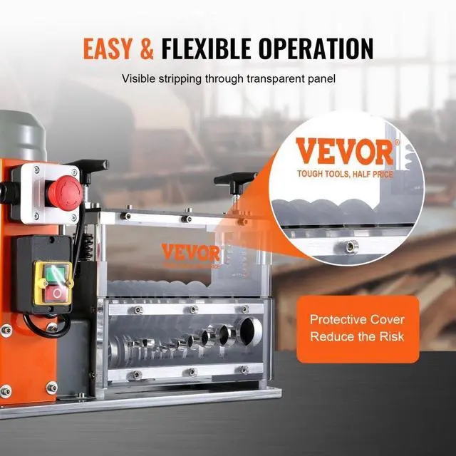 Alt view image 4 of 8 - VEVOR Automatic Wire Stripping Machine, 0.06''-1.26'' Electric Motorized Cable Stripper, 750 W, 98 ft/min Wire Peeler with Visible Stripping Depth Reference, 10 Channels for Scrap Copper Recycling