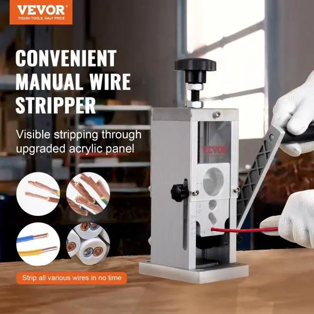 Alt view image 3 of 15 - VEVOR Manual Wire Stripping Machine, 0.06''-1.5'' Copper Stripper with Hand Crank or Drill Powered, Visible Stripping Depth Reference, Portable Aluminum Frame Wire Peeler for Scrap Copper Recycling