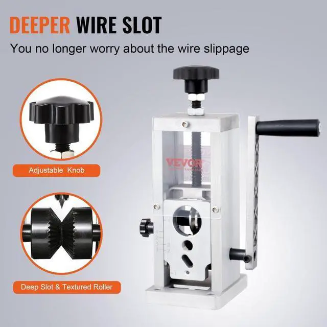 Alt view image 5 of 15 - VEVOR Manual Wire Stripping Machine, 0.06''-1.5'' Copper Stripper with Hand Crank or Drill Powered, Visible Stripping Depth Reference, Portable Aluminum Frame Wire Peeler for Scrap Copper Recycling