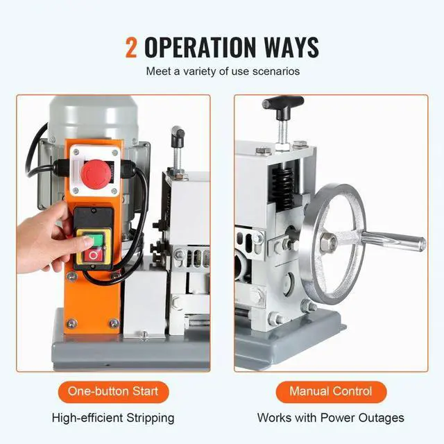Alt view image 4 of 15 - VEVOR Automatic Wire Stripping Machine, 0.06''-1.42'' Electric Motorized Cable Stripper, 370 W, 88 ft/min Wire Peeler with An Extra Manual Crank, 11 Channels for Scrap Copper Recycling