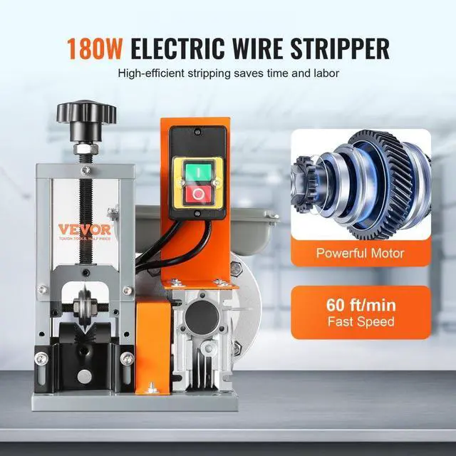 Alt view image 3 of 8 - VEVOR Automatic Wire Stripping Machine, 0.06''-0.98'' Electric Motorized Cable Stripper, 180 W, 60 ft/min Wire Peeler with Visible Stripping Depth Reference, for Scrap Copper Recycling
