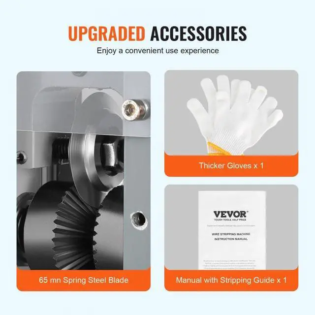 Alt view image 7 of 8 - VEVOR Automatic Wire Stripping Machine, 0.06''-0.98'' Electric Motorized Cable Stripper, 180 W, 60 ft/min Wire Peeler with Visible Stripping Depth Reference, for Scrap Copper Recycling