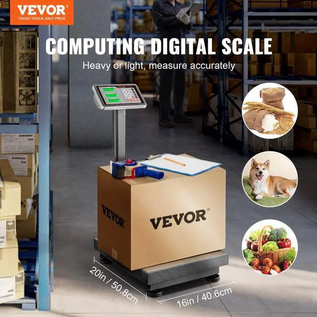Alt view image 3 of 8 - VEVOR Computing Digital Platform Scale, 660 lbs Load, 0.1 lbs Accuracy Computing Floor Scale with LB/KG, Tare, Price Calculator, Stainless Steel High-Definition Display for Boxes, Luggages, FCC Listed