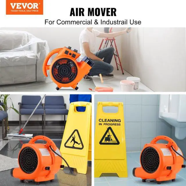 Alt view image 3 of 11 - VEVOR Floor Blower, 1/4 HP, 1000 CFM Air Mover for Drying and Cooling, Portable Carpet Dryer Fan with 4 Blowing Angles and Time Function, for Janitorial, Home, Commercial, Industrail Use, ETL Listed
