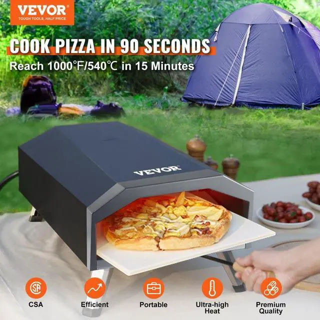 Alt view image 3 of 8 - VEVOR Gas Pizza Oven, 13-inch CSA Certified Outdoor Pizza Oven, 3 Layers Thick Stainless Steel Propane Pizza Maker with Pizza Stone, Portable Outside Gas Burner for Backyard Camping Picnic