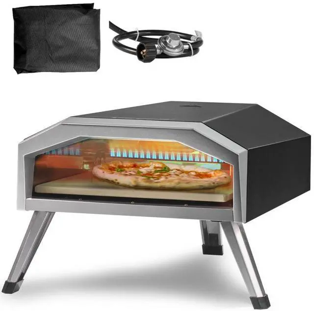 Alt view image 2 of 8 - VEVOR Gas Pizza Oven, 13-inch CSA Certified Outdoor Pizza Oven, 3 Layers Thick Stainless Steel Propane Pizza Maker with Pizza Stone, Portable Outside Gas Burner for Backyard Camping Picnic