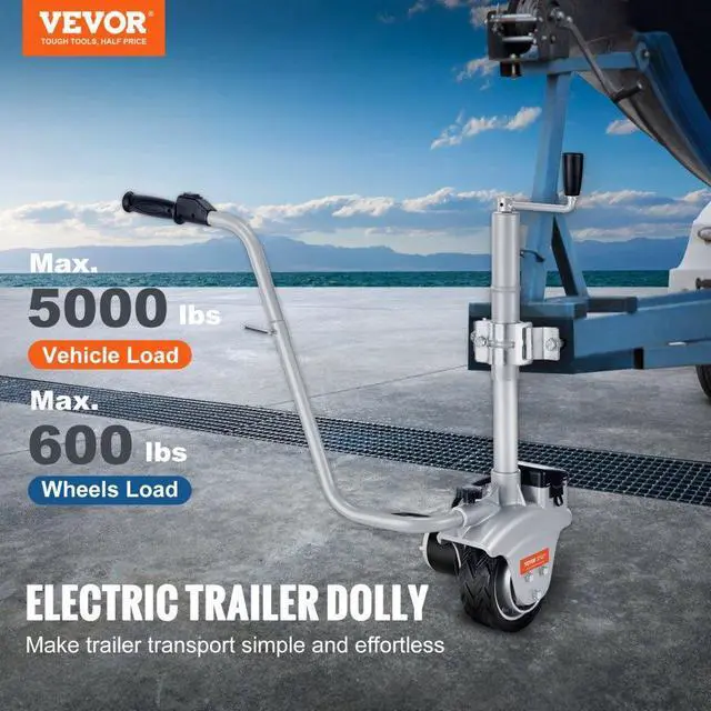 Alt view image 3 of 8 - VEVOR Electric Trailer Dolly, 5000lbs Towing Capacity, 350W 12V Trailer Jockey Wheel with 22 ft/min Moving Speed, 12''-24.8'' Adjustable Clamp Height & 8'' Rubber Tire, for Moving Trailer Caravan Boat
