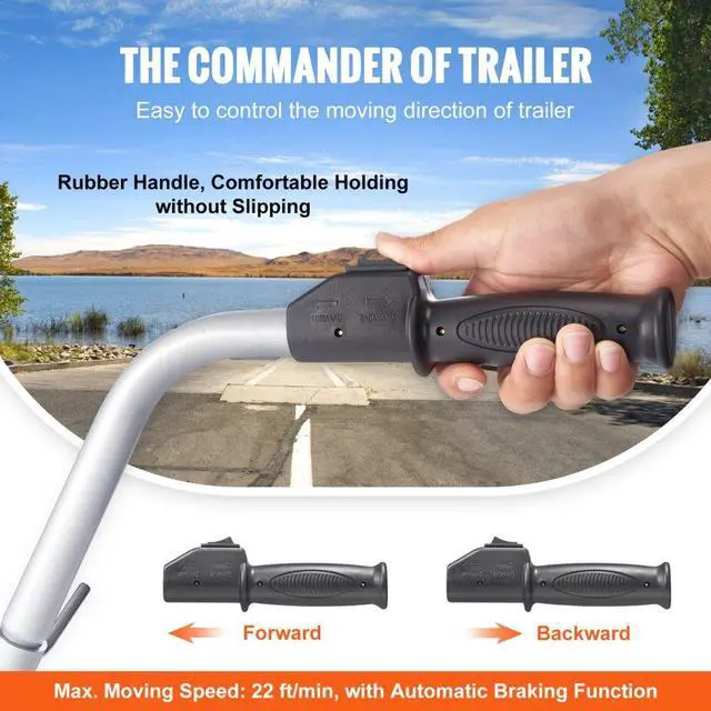 Alt view image 7 of 8 - VEVOR Electric Trailer Dolly, 5000lbs Towing Capacity, 350W 12V Trailer Jockey Wheel with 22 ft/min Moving Speed, 12''-24.8'' Adjustable Clamp Height & 8'' Rubber Tire, for Moving Trailer Caravan Boat