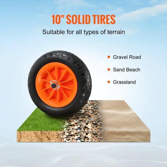 Alt view image 4 of 8 - VEVOR Heavy Duty Kayak Cart, 250lbs Load Capacity, Foldable Canoe Trolley Cart with 10'' Solid Tires, Nonslip Support Foot & Tie-Down Strap, for Kayaks Canoes Paddleboards Float Mats Jon Boats