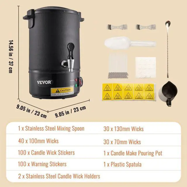 Alt view image 8 of 8 - VEVOR Wax Melter for Candle Making, 6.5 Liter Large Electric Wax Melting Pot Easy Pour Spout & 9-level Temperature Control, Easy Clean for Candle Soap Cream Beauty Bulk Production Business or Home
