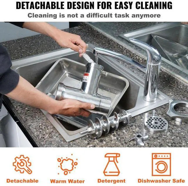 Alt view image 7 of 8 - VEVOR Electric Meat Grinder, 794 Lb/H Capacity, 1100W (4600W MAX) Industrial Meat Mincer with 2 Blade, 3 Grinding Plates, Sausage Tubes 304 Stainless Steel Commercial Meat Grinder, ETL Listed