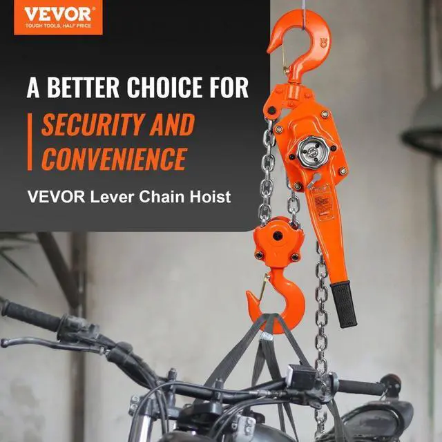 Alt view image 3 of 8 - VEVOR Manual Lever Chain Hoist, 6 Ton 13200 lbs Capacity 20 FT Come Along, G80 Galvanized Carbon Steel with Weston Double-Pawl Brake, Auto Chain Leading & 360 Rotation Hook, for Garage Factory Dock