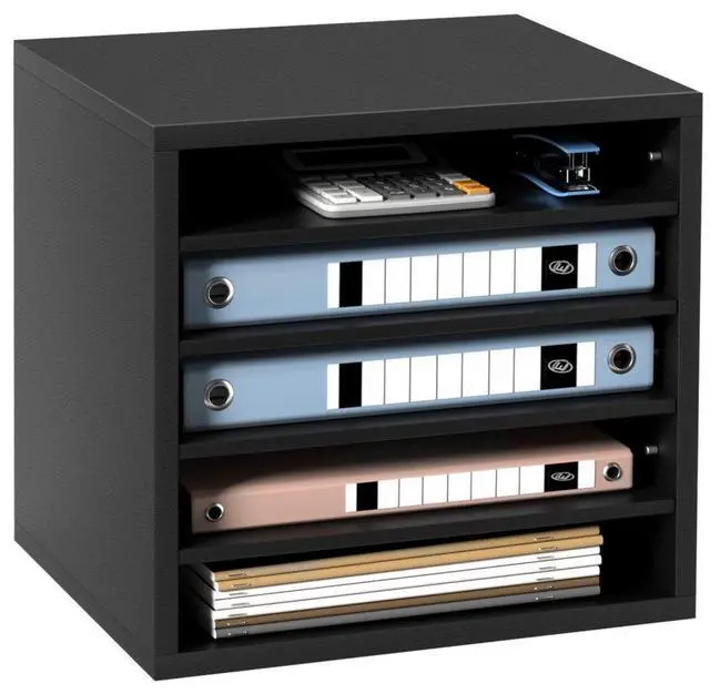 Alt view image 2 of 8 - VEVOR Literature Organizers, 5 Compartments Office Mailbox with Adjustable Shelves, Wood Literature Sorter 13.9x12x13 inches for Office, Home, Classroom, Mailrooms Organization, EPA Certified, Black