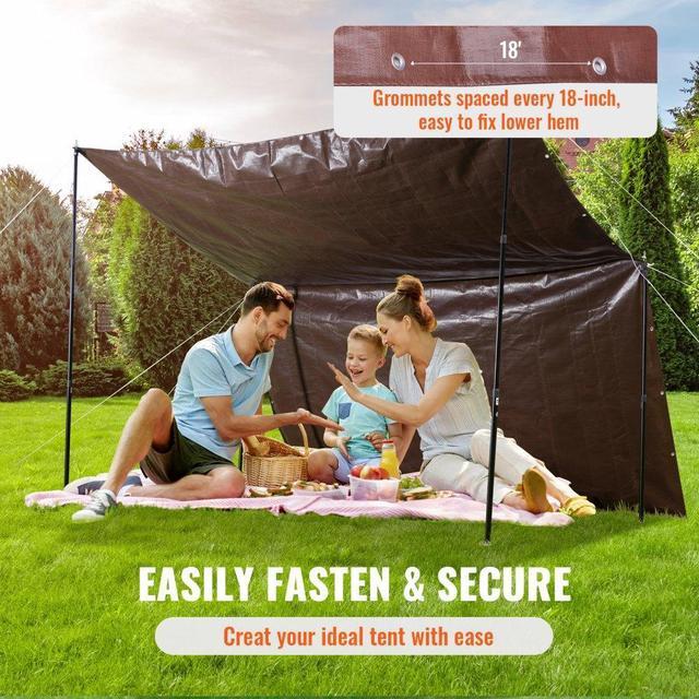 Alt view image 6 of 8 - VEVOR Heavy Duty Tarp, 20x40 ft 16 Mil Extra Thick, Waterproof Poly Plastic Tarps Cover, Multi-Purpose Outdoor Tarpaulin with Grommets & Reinforced Edges for Truck, RV, Boat, Camping (Brown)