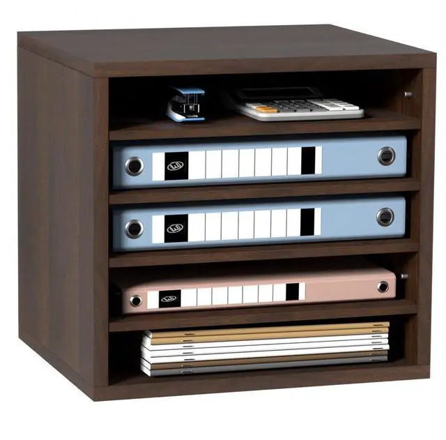 Alt view image 2 of 8 - VEVOR Literature Organizers, 5 Compartments Office Mailbox with Adjustable Shelves, Wood literature sorter 13.9x12x13 inches for Office, Home, Classroom, Mailrooms Organization, EPA Certified, Brown