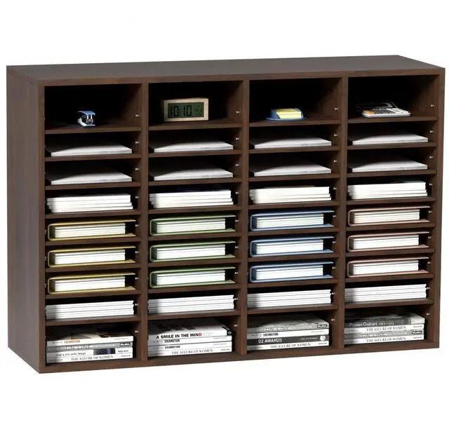 Alt view image 2 of 15 - VEVOR Literature Organizers, 36 Compartments Office Mailbox with Adjustable Shelves, Wood Literature Sorter 39.3x12x26.8 inches for Office, Home, Classroom, Mailrooms Organization, EPA Certified Brown