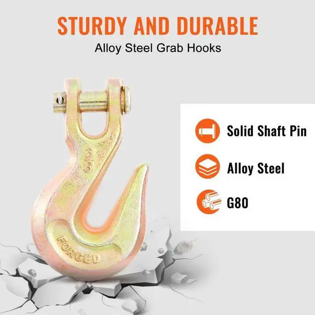 Alt view image 6 of 8 - VEVOR Transport Binder Chain, 7100lbs Working Load Limit, 3/8''x20' G80 Tow Chain Tie Down with Grab Hooks, DOT Certified, Galvanized Coating Manganese Steel for Dock Factory Construction Site, 2 Pack