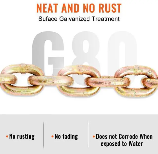 Alt view image 5 of 8 - VEVOR Transport Binder Chain, 4900lbs Working Load Limit, 5/16''x20' G80 Tow Chain Tie Down with Grab Hooks, DOT Certified, Galvanized Coating Manganese Steel for Dock Factory Construction Site, 2Pack