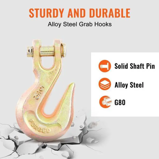 Alt view image 6 of 8 - VEVOR Transport Binder Chain, 4900lbs Working Load Limit, 5/16''x20' G80 Tow Chain Tie Down with Grab Hooks, DOT Certified, Galvanized Coating Manganese Steel for Dock Factory Construction Site, 2Pack