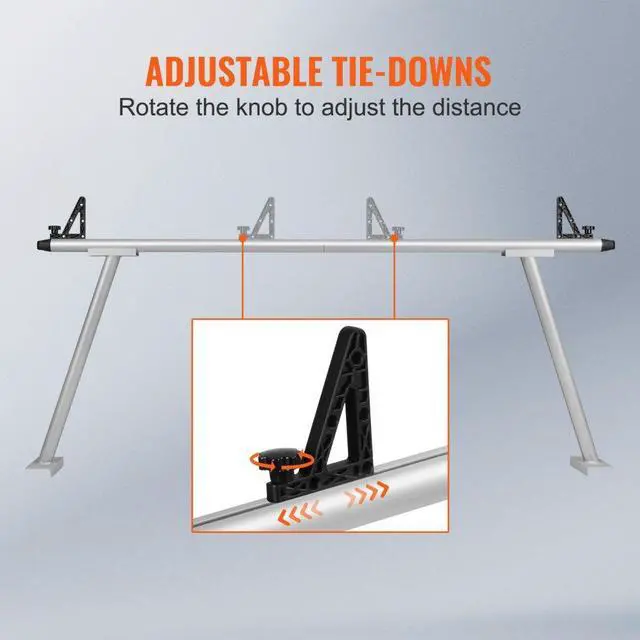 Alt view image 5 of 8 - VEVOR Truck Rack, 800 lbs Capacity, 71"x31" Aluminum Ladder Rack for Truck with 8 Non-Drilling C-clamps, Heavy Duty Truck Bed Rack Two-Bar Set for Kayak, Surfboard, Lumber, Ladder