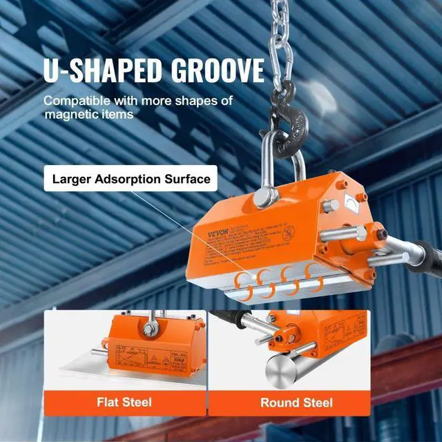 Alt view image 7 of 15 - VEVOR Magnetic Lifter, 660 lbs/300 kg Pulling Capacity, 2.5 Safety Factor, Neodymium & Steel, Lifting Magnet with Release, Permanent Lift Magnets, Heavy Duty Magnet for Hoist, Shop Crane, Block, Board
