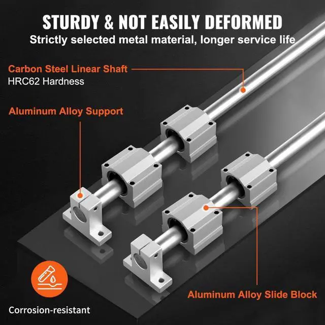 Alt view image 3 of 7 - VEVOR Linear Guide Rail Set, SFC20 1200mm, 2 PCS 47.2 in/1200 mm SFC20 Guide Rails 4 PCS SC20 Slide Blocks 4 PCS Rail Supports, Linear Rails and Bearings Kit for Automated Machines CNC DIY Project
