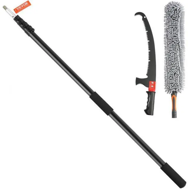 Alt view image 2 of 8 - VEVOR Manual Pole Saw, 4.9-20 ft Extendable Tree Pruner, Sharp Steel Blade for High Branches Trimming, with Lightweight Aluminum Alloy Handle and a Chenille Brush, for Pruning Palms and Shrubs