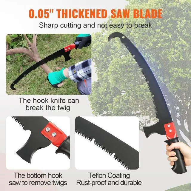 Alt view image 5 of 8 - VEVOR Manual Pole Saw, 4.9-20 ft Extendable Tree Pruner, Sharp Steel Blade for High Branches Trimming, with Lightweight Aluminum Alloy Handle and a Chenille Brush, for Pruning Palms and Shrubs
