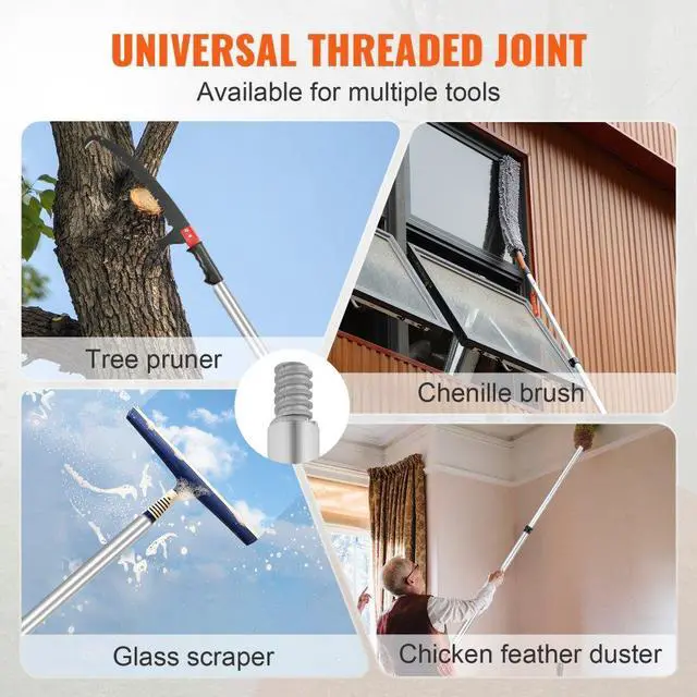 Alt view image 6 of 8 - VEVOR Manual Pole Saw, 4.9-20 ft Extendable Tree Pruner, Sharp Steel Blade for High Branches Trimming, with Lightweight Aluminum Alloy Handle and a Chenille Brush, for Pruning Palms and Shrubs